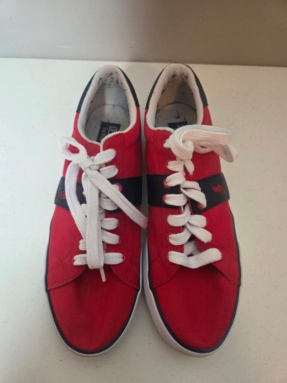 Polo Ralph Lauren Burwood Sneaker Red Canvas Mens 11D Preppy Casual Low Top